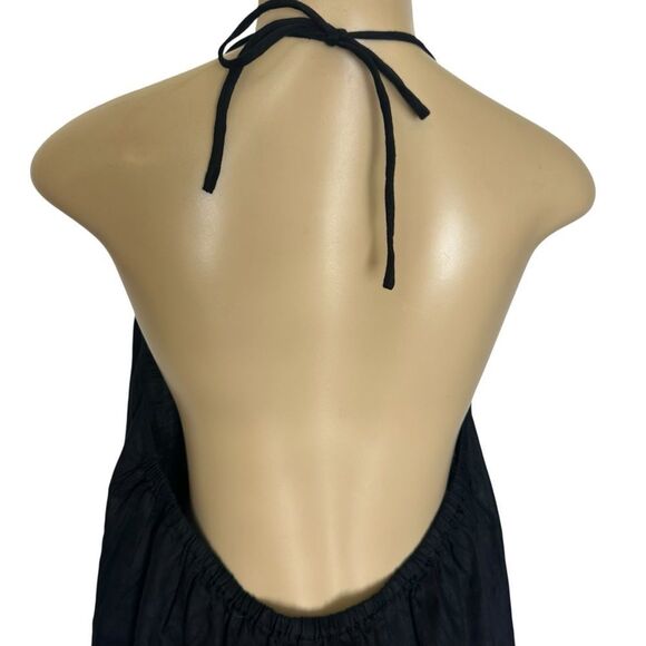 NWT J.Crew 100% linen black maxi halter minimalist dress size large NEW - Picture 3 of 6